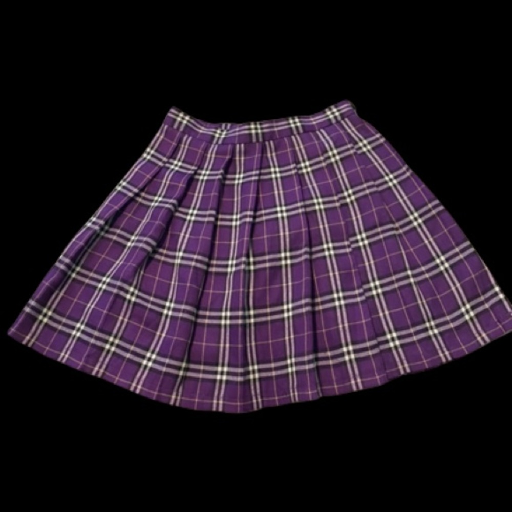 PURPLE PLAID SKIRT